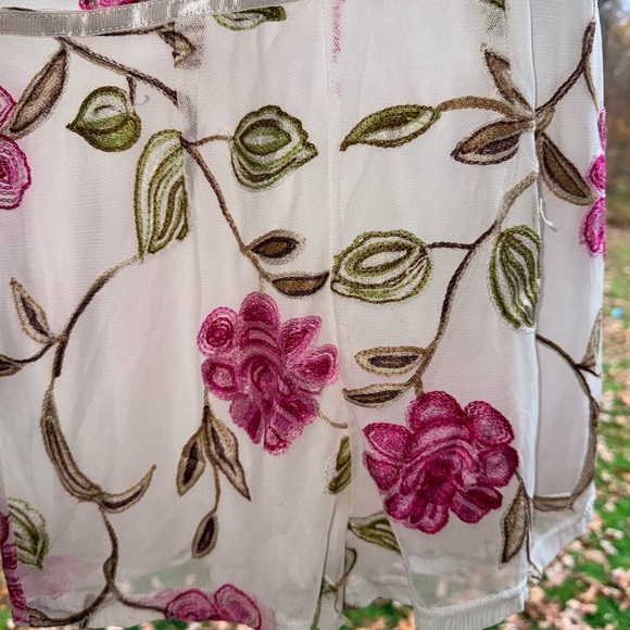 Fashion Nova Floral Sheer Romper - Pink and Green - Picture 3 of 8